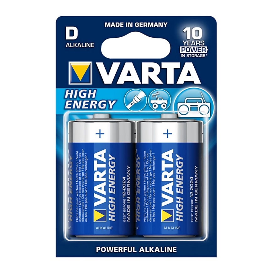 Varta 4920 - 2 ks Alkalické batérie HIGH ENERGY D 1,5V