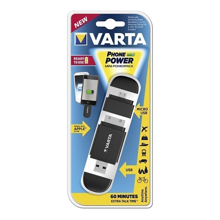 Varta 498628 - Power bank MINI POWERPACK Micro-USB/Apple 30-pin 400 mAh