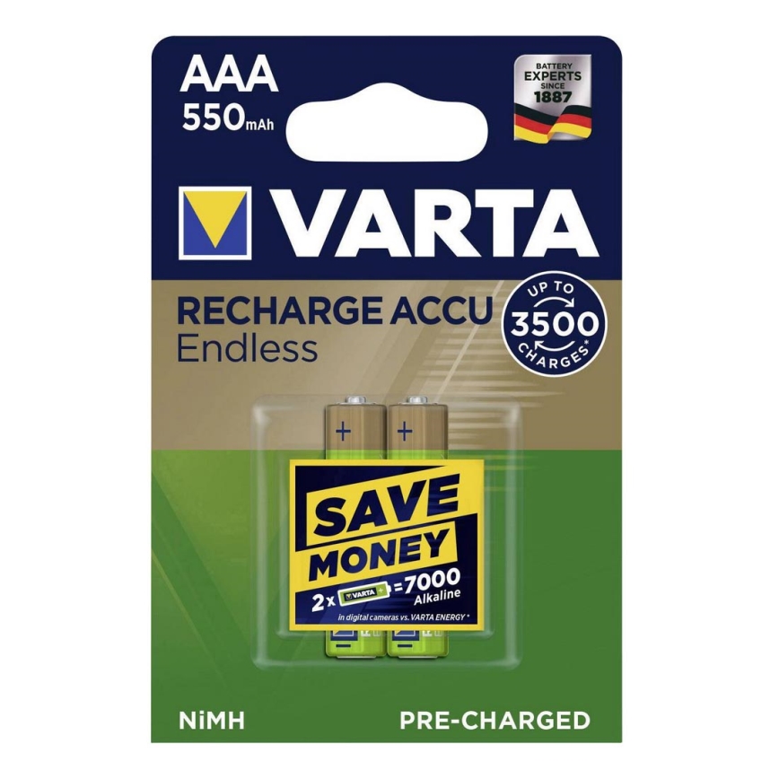 VARTA 56663 - 2x Nabíjacia batéria 550 mAh AAA 1,2V