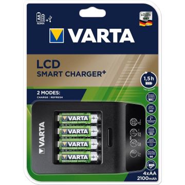 VARTA 57684 - LCD Smart nabíjačka 4xAA/AAA nabíjanie 1,5h