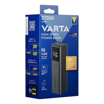 Varta 57984101111 - Powerbanka s LED displejom Power Delivery 27000 mAh/140W/3,7V