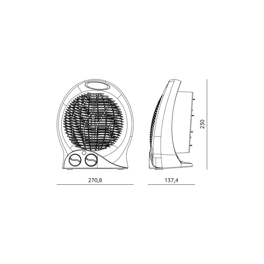 Ventilátor s vyhrievacím telesom 1000/2000W/230V čierna