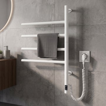 Vertaduro - Elektrický otočný sušák na uteráky s termostatom ARA 60W/230V 65x49 cm IP44 biela