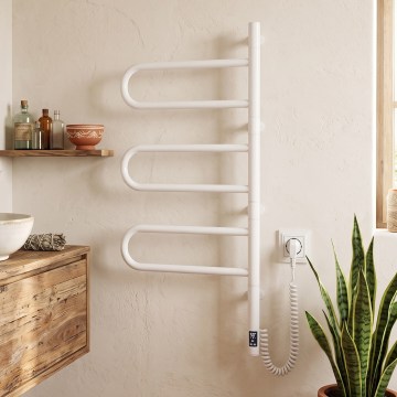 Vertaduro - Elektrický otočný sušiak na uteráky s termostatom ELA 120W/230V 80x49 cm IP44 biely