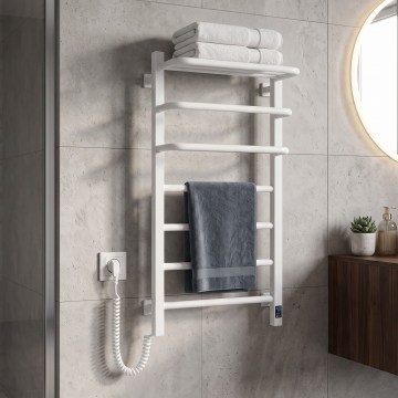 Vertaduro - Elektrický sušiak na uteráky s termostatom DOR 155W/230V 80x48 cm IP44 biely ľavý
