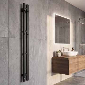 Vertaduro - Elektrický sušiak na uteráky s termostatom VEO 70W/230V 120x9 cm IP44 čierny pravý