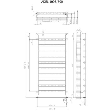 Vertaduro - Kúpeľňový radiátor s termostatom ADEL 400W 100x50 cm taupe