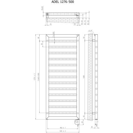 Vertaduro - Kúpeľňový radiátor s termostatom ADEL 600W 128x50 cm antracit