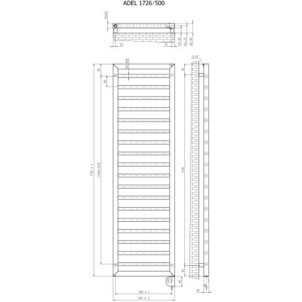 Vertaduro - Kúpeľňový radiátor s termostatom ADEL 600W 172x50 cm biela