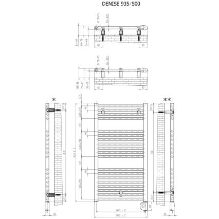 Vertaduro - Kúpeľňový radiátor s termostatom DENISE 400W 94x50 cm taupe