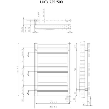 Vertaduro - Kúpeľňový radiátor s termostatom LUCY 400 W 73 x 50 cm čierny
