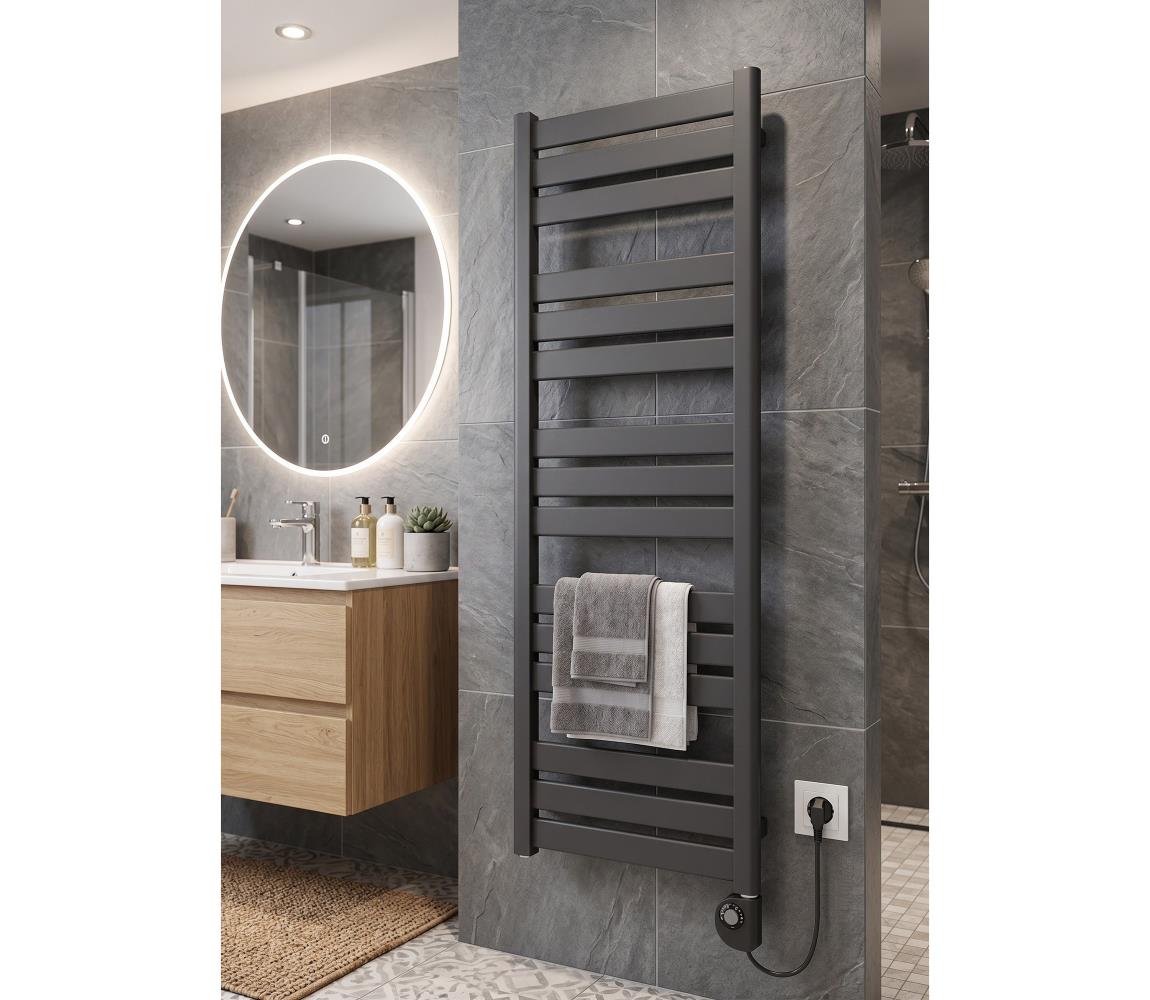 Vertaduro - Kúpeľňový radiátor s termostatom LUCY 600W 125x50 cm antracit DMAS12450500MK61-8407