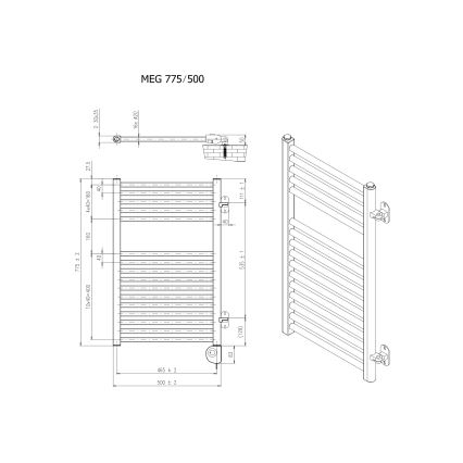 Vertaduro - Kúpeľňový radiátor s termostatom MEG 400W 78x50 cm biela