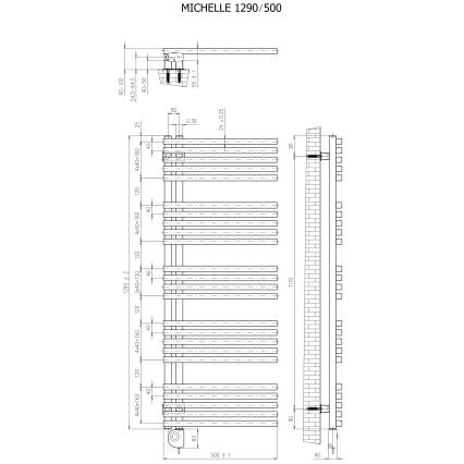 Vertaduro - Kúpeľňový radiátor s termostatom MICHELLE 600W 129x50 cm antracit