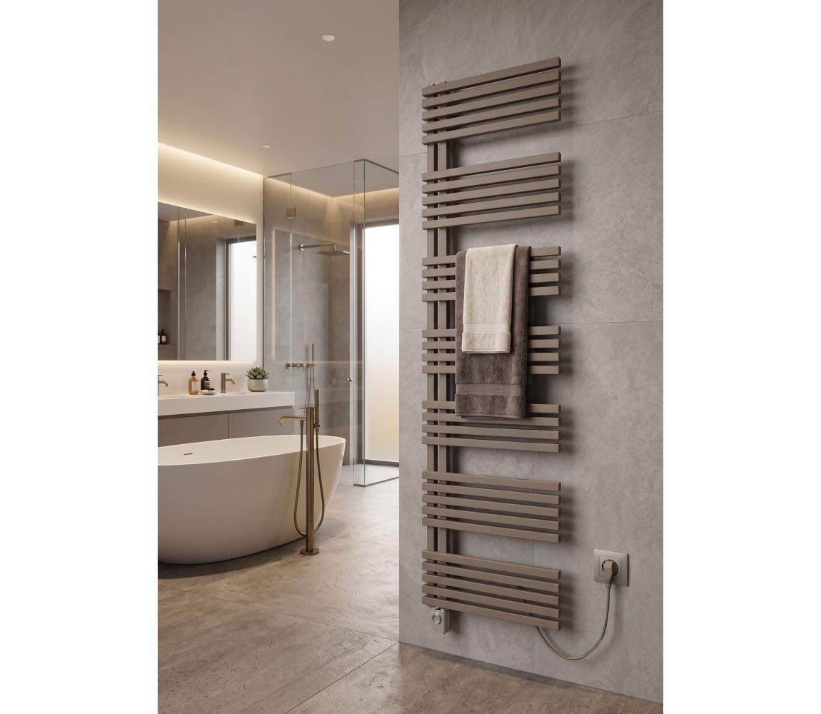 Vertaduro - Kúpeľňový radiátor s termostatom MICHELLE 900W 177x50 cm taupe DCOC17700500MKK8-8402