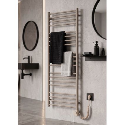 Vertaduro - Kúpeľňový radiátor SIMONE s termostatom, 600 W, 144 x 50 cm, taupe