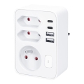 Viacnásobná zásuvka 1x16A+2x 2,5A s 2x USB A+C nabíjačkou, biela