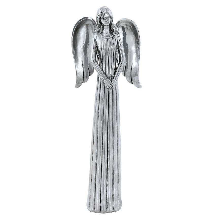 Vianočná dekorácia anjel 28 cm strieborná