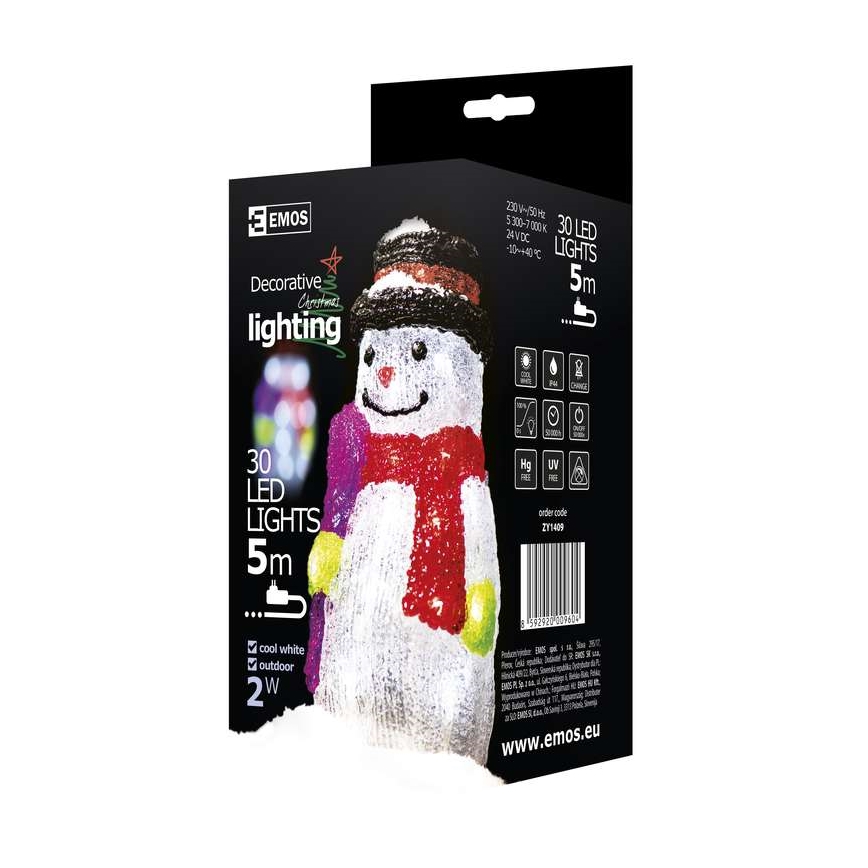 Emos ZY1409 - Vianočné dekorácie vonkajšie Snehuliak IP44 30xLED