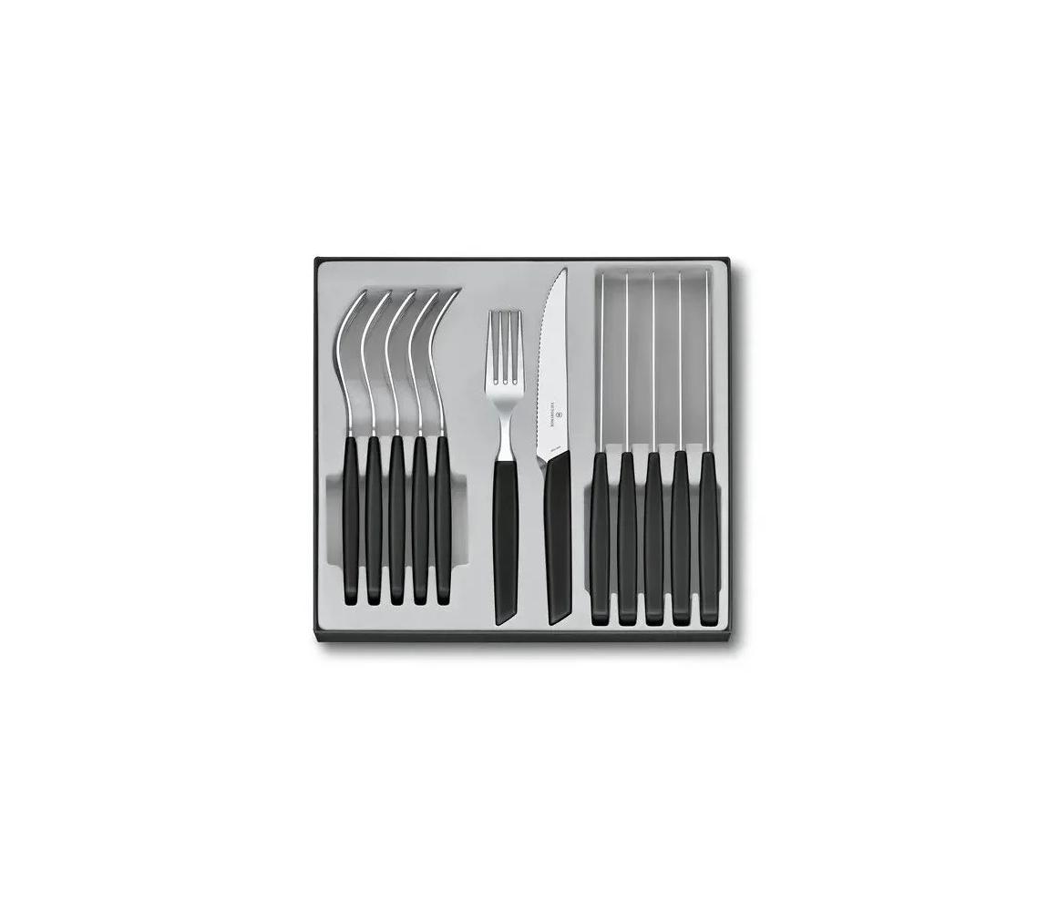 Victorinox - 12-dielna sada príborov SWISS MODERN, čierna 6.9093.12W.12