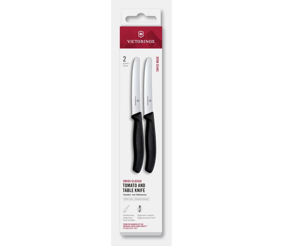 Victorinox - 2-dielna sada kuchynských nožov na zeleninu SWISS CLASSIC, 11 cm, čierna 6.7833.2