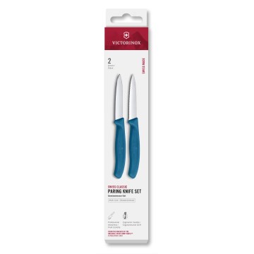 Victorinox - 2-dielna sada kuchynských nožov na zeleninu SWISS CLASSIC, 8 cm, modrá