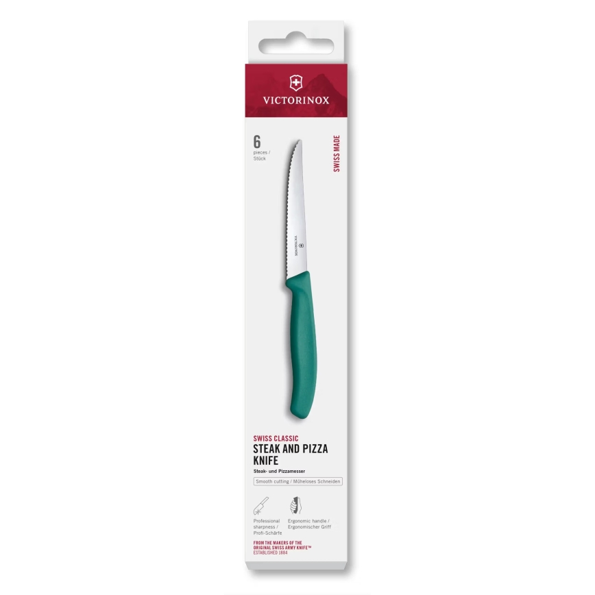 Victorinox - 6-dielna sada steakových nožov SWISS CLASSIC, 11 cm, tyrkysová