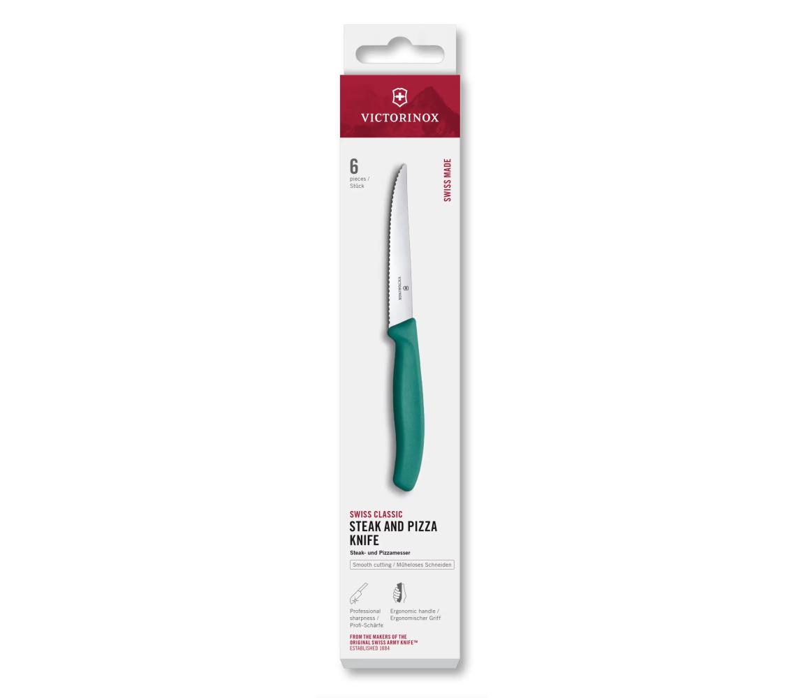 Victorinox - 6-dielna sada steakových nožov SWISS CLASSIC, 11 cm, tyrkysová 6.7234.6C1