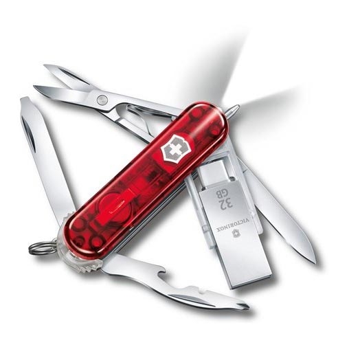 Victorinox - Multifunkčný vreckový nôž s flash diskom 6 cm/11 funkcií červená