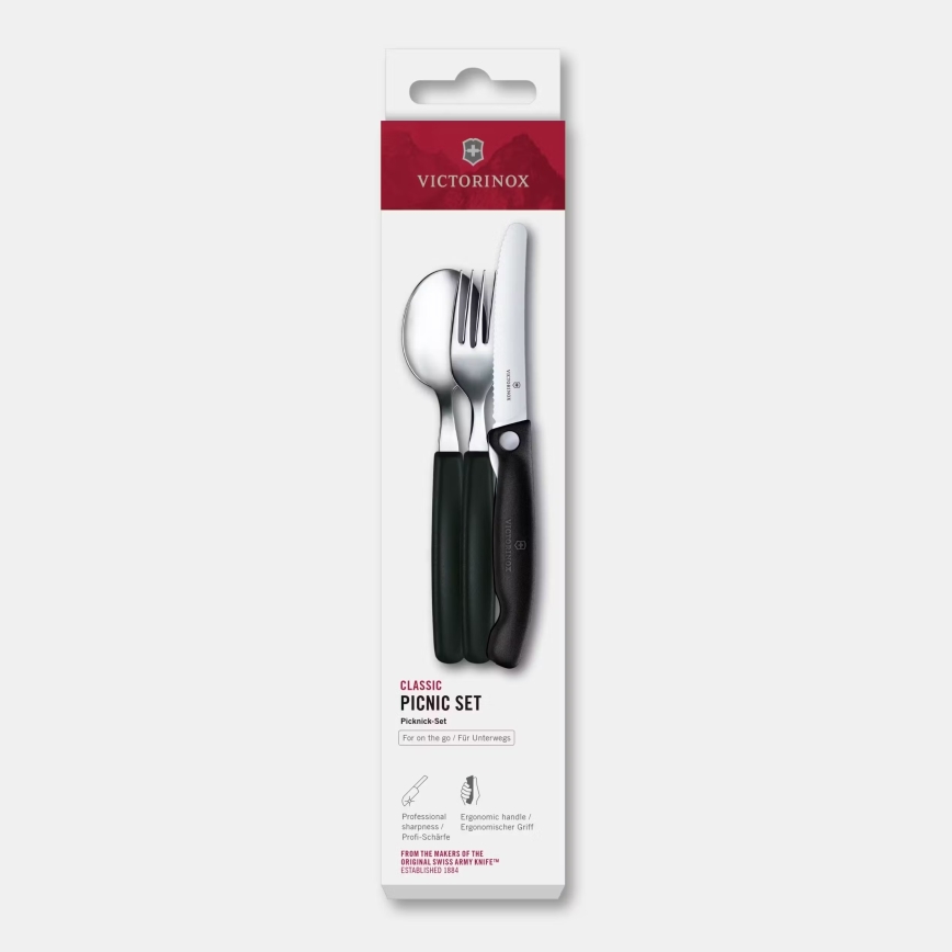 Victorinox - Pikniková sada príborov SWISS CLASSIC 3 ks čierna