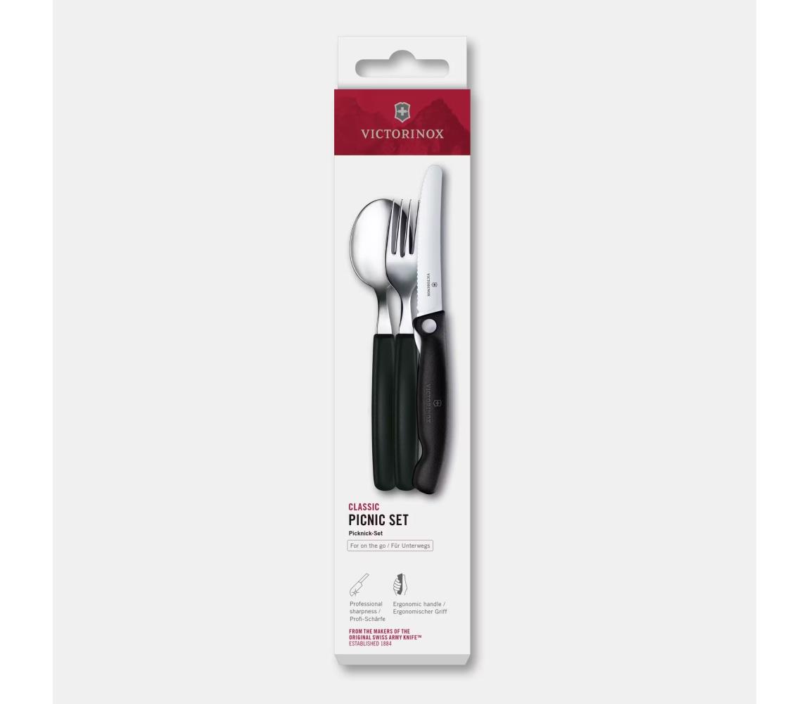 Victorinox - Pikniková sada príborov SWISS CLASSIC 3 ks čierna 6.7193.3F