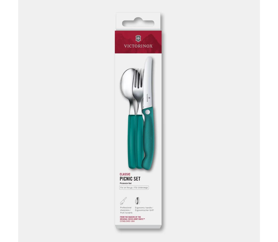 Victorinox - Pikniková sada príborov SWISS CLASSIC 3 ks tyrkysová 6.7194.3FC1