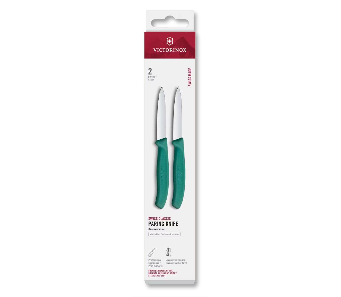 Victorinox - Sada 2 kuchynských nožov na zeleninu SWISS CLASSIC, 8 cm, tyrkysová 6.7604.2C1