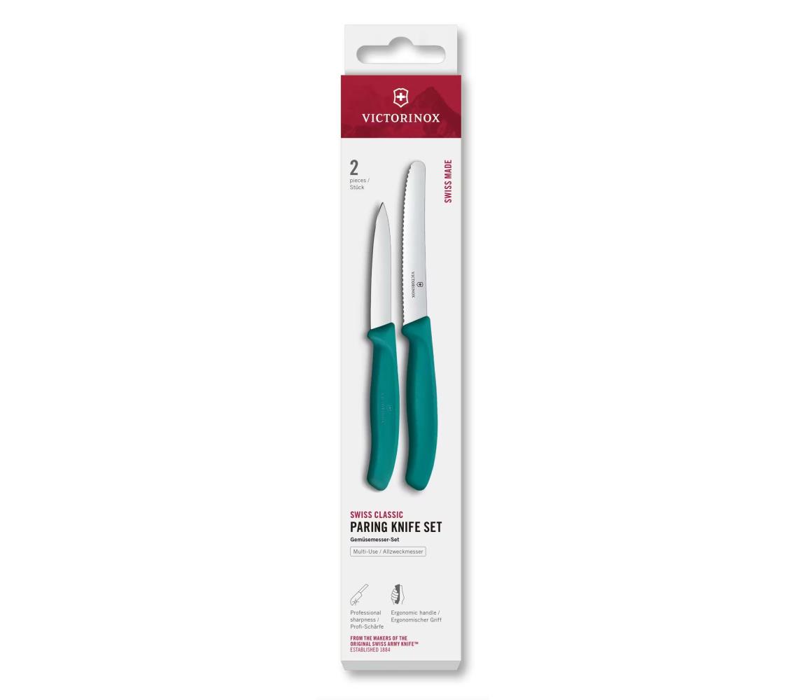 Victorinox - Sada 2 kuchynských nožov na zeleninu SWISS CLASSIC, tyrkysová 6.7114.2C1