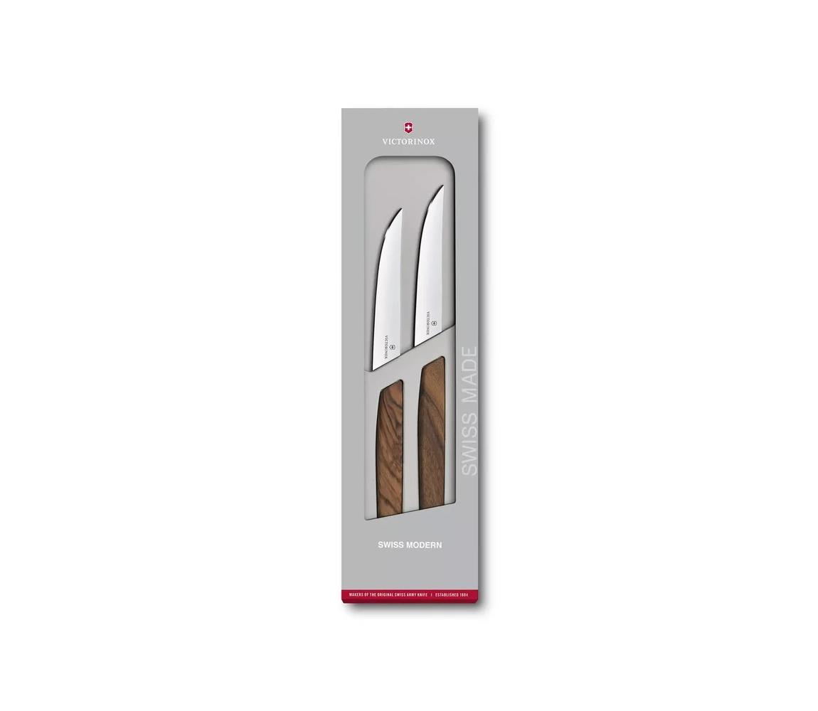 Victorinox - Sada 2 steakových nožov SWISS MODERN, 12 cm, orech 6.9000.12G