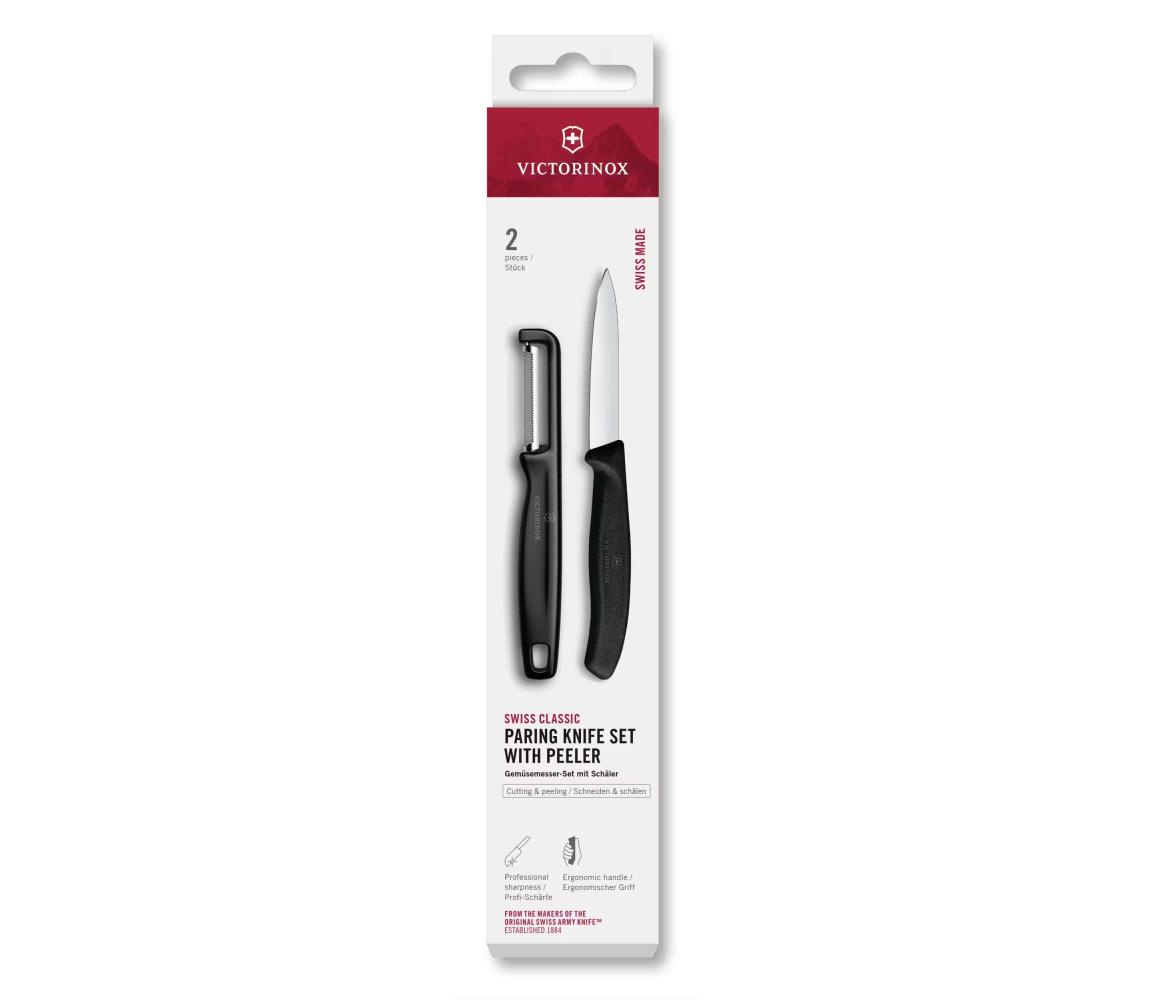 Victorinox - Sada kuchynského noža so škrabkou SWISS CLASSIC čierna 6.7113.21