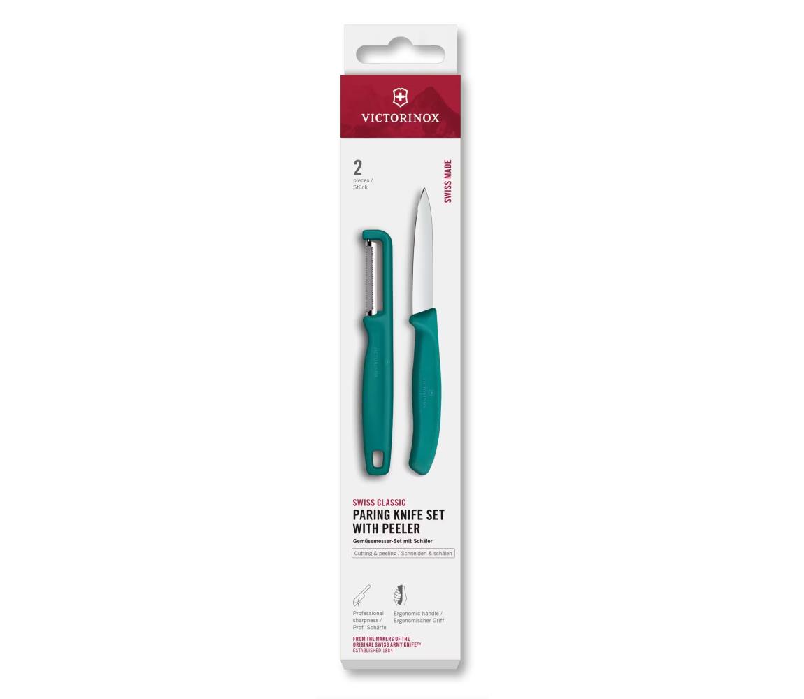 Victorinox - Sada kuchynského noža so škrabkou SWISS CLASSIC tyrkysová 6.7114.21C1