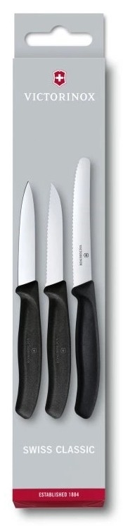 Victorinox - Sada kuchynských nožov na zeleninu 3 ks čierna