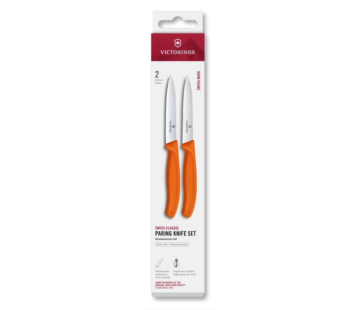 Victorinox - Sada kuchynských nožov na zeleninu SWISS CLASSIC 10 cm, 2 ks, oranžová 6.7799.2C1