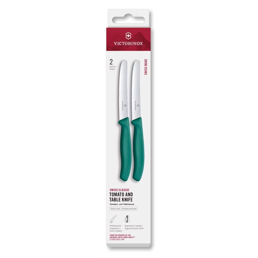 Victorinox -Sada kuchynských nožov na zeleninu SWISS CLASSIC 11 cm 2 ks tyrkysová