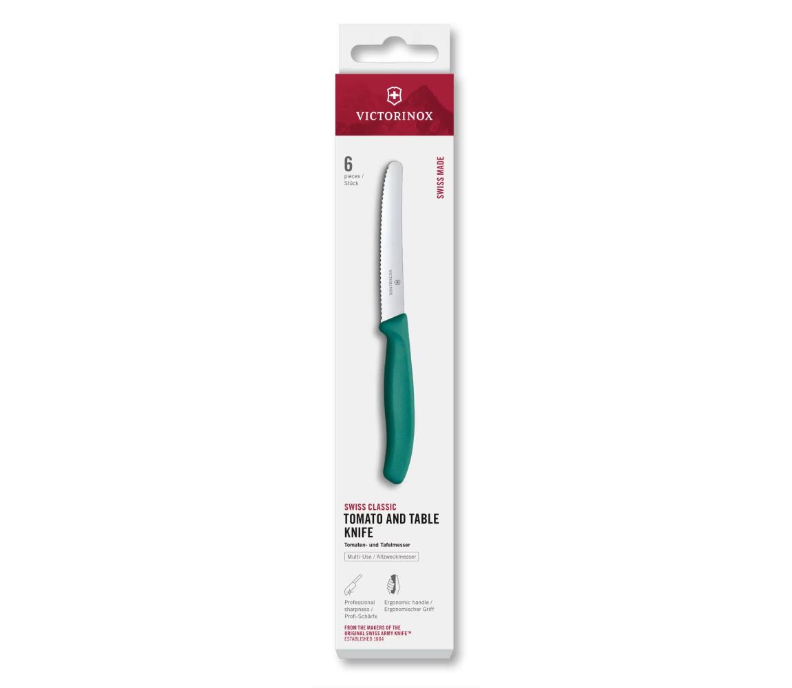 Victorinox -Sada kuchynských nožov na zeleninu SWISS CLASSIC 11 cm 6 ks tyrkysová 6.7834.6C1
