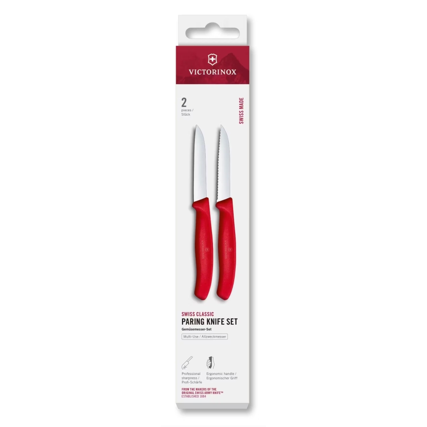 Victorinox - Sada kuchynských nožov na zeleninu SWISS CLASSIC 8 cm 2 ks červená