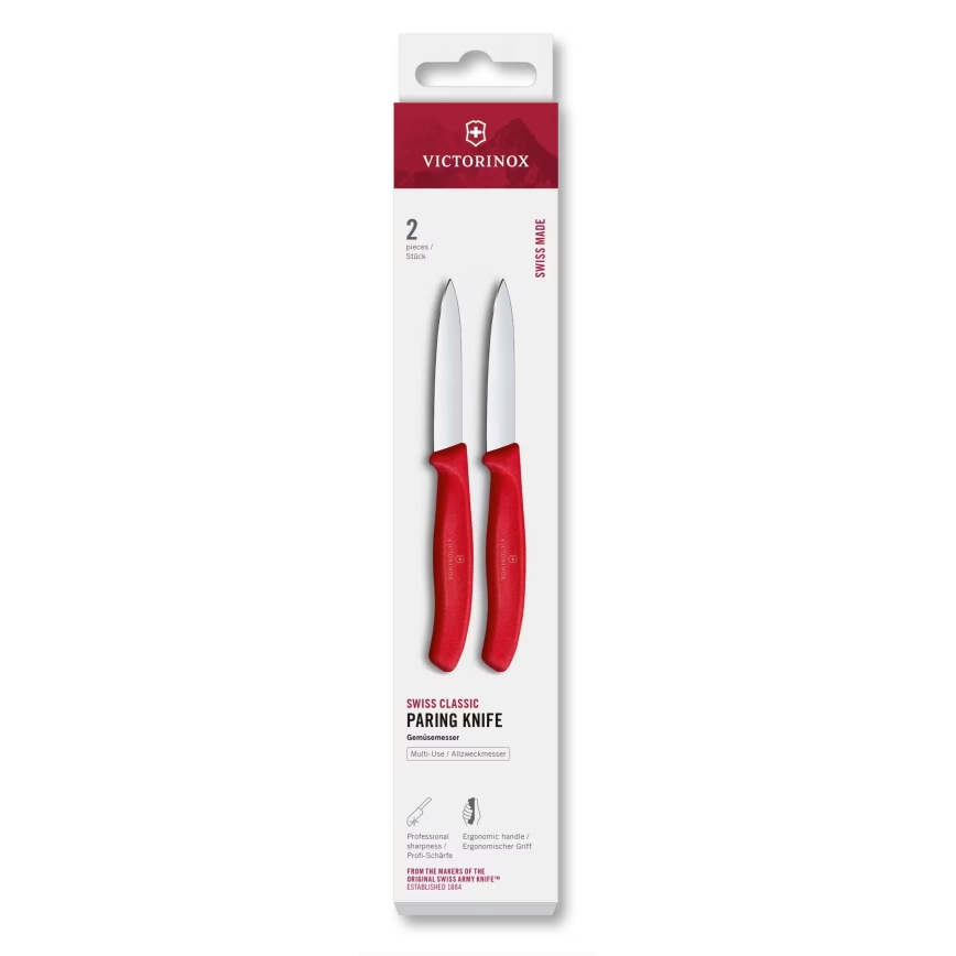 Victorinox - Sada kuchynských nožov na zeleninu SWISS CLASSIC 8 cm 2 ks červená