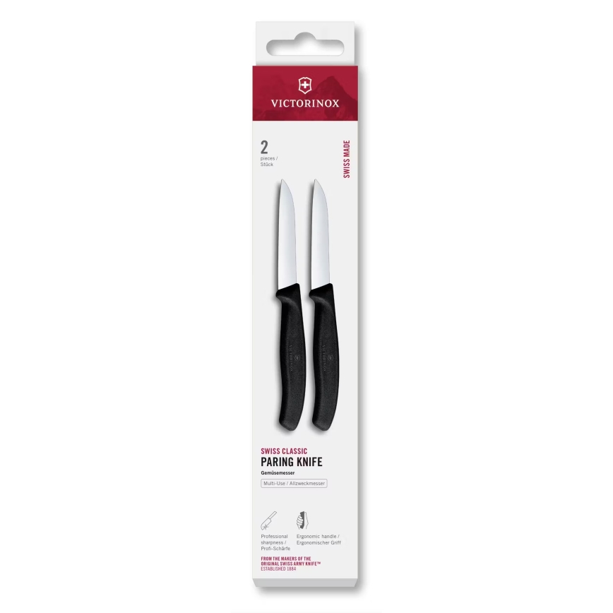 Victorinox - Sada kuchynských nožov na zeleninu SWISS CLASSIC 8 cm 2 ks čierna