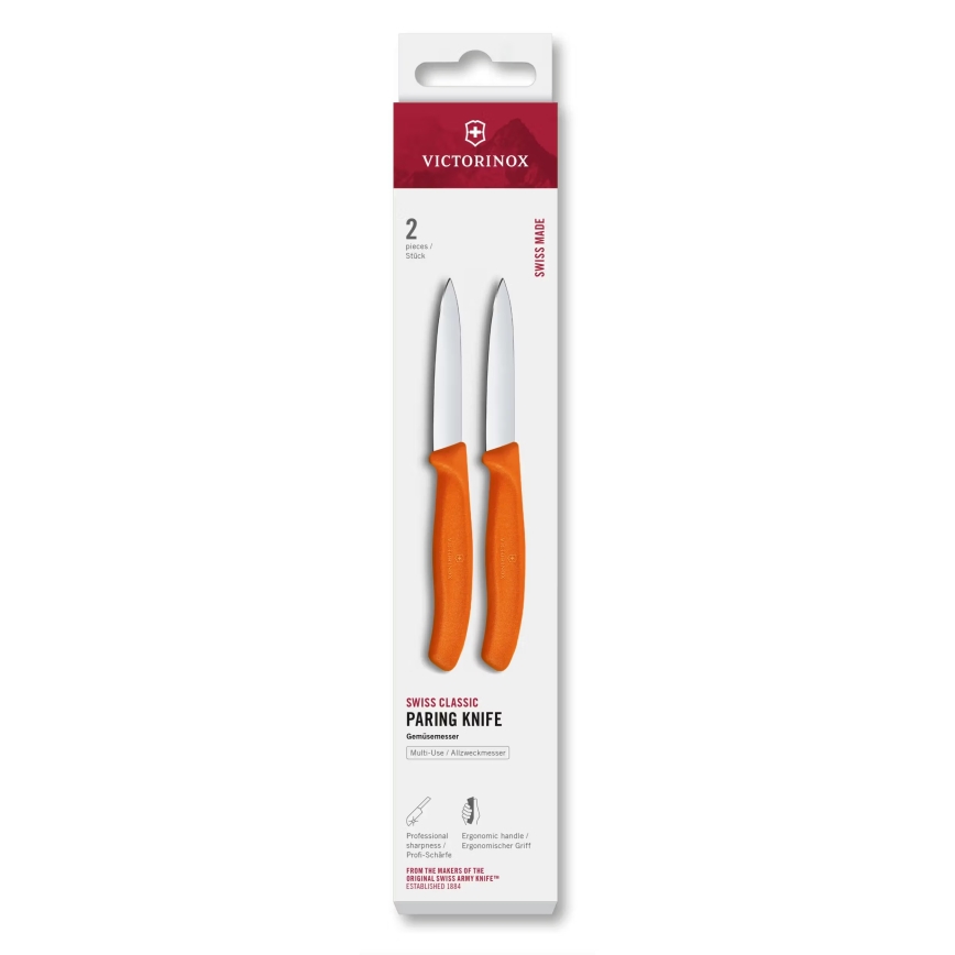 Victorinox - Sada kuchynských nožov na zeleninu SWISS CLASSIC 8 cm 2 ks oranžová