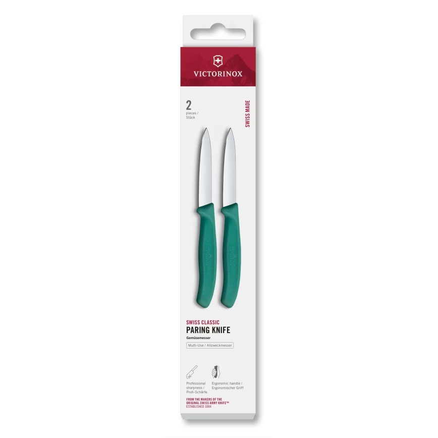 Victorinox - Sada kuchynských nožov na zeleninu SWISS CLASSIC 8 cm 2 ks tyrkysová
