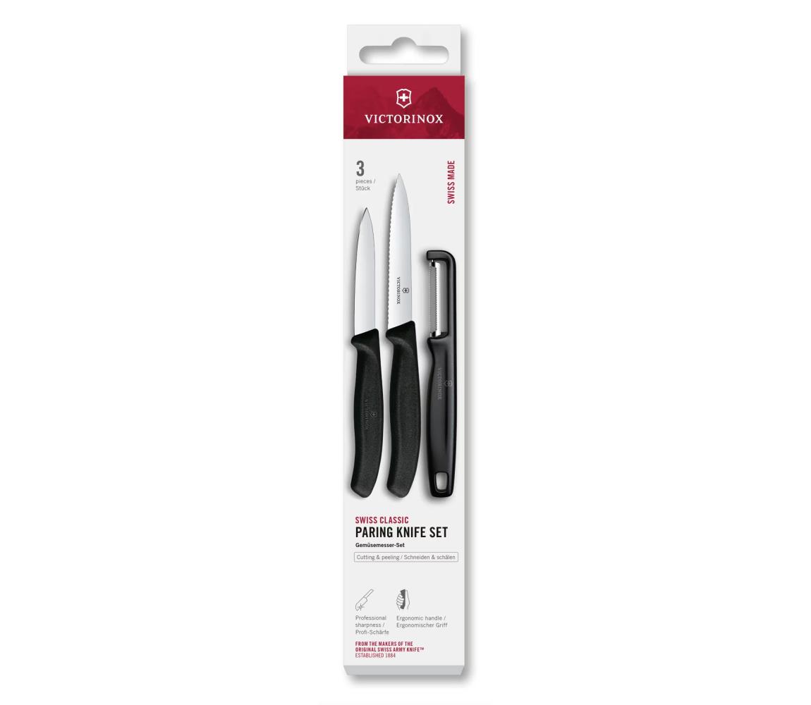 Victorinox - Sada kuchynských nožov so škrabkou SWISS CLASSIC 3 ks čierna 6.7113.33