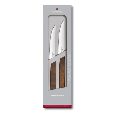 Victorinox - Sada steakových nožov SWISS MODERN 12 cm 2 ks orech