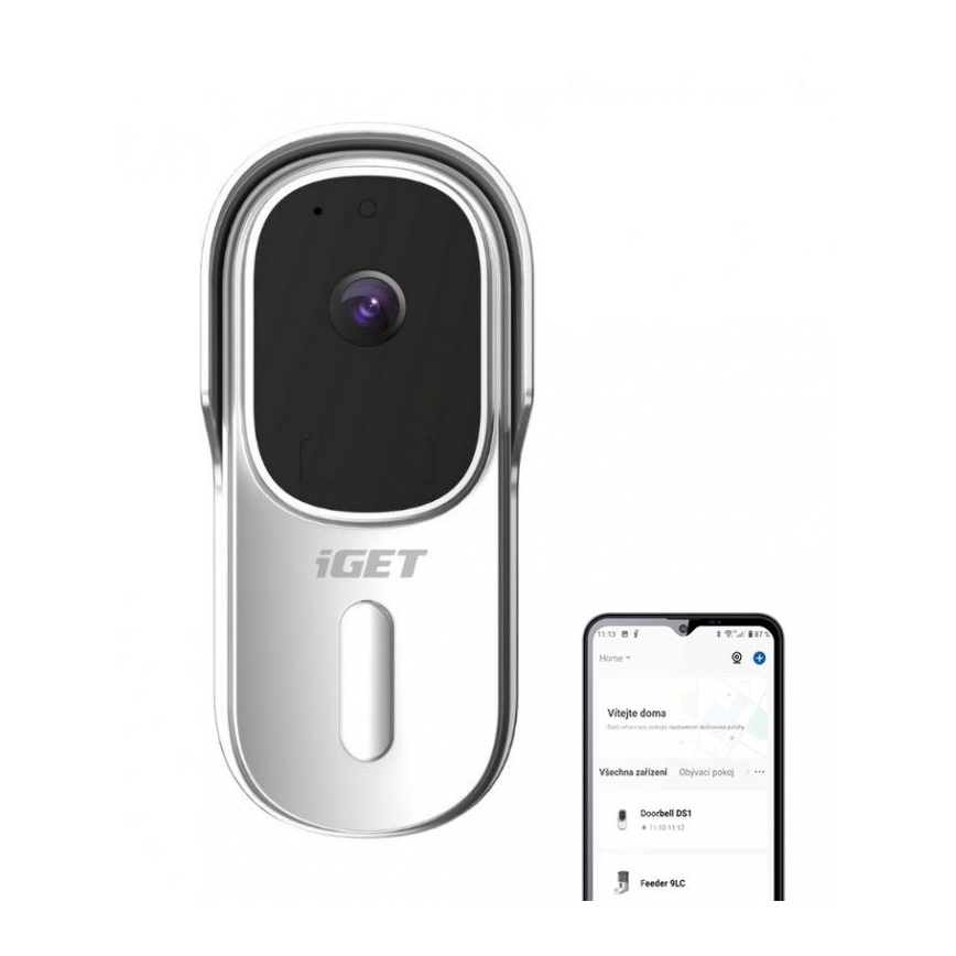 Videozvonček so senzorom pohybu Full HD 1080p 5200 mAh IP65 Wi-Fi biela