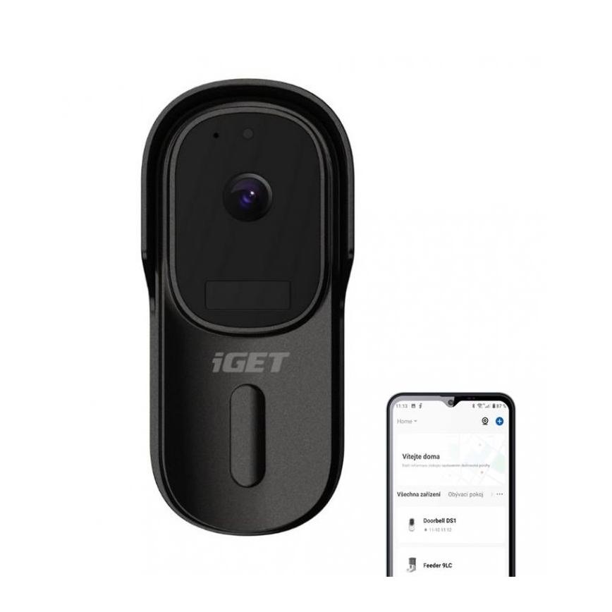 Videozvonček so senzorom pohybu Full HD 1080p 5200 mAh IP65 Wi-Fi čierna